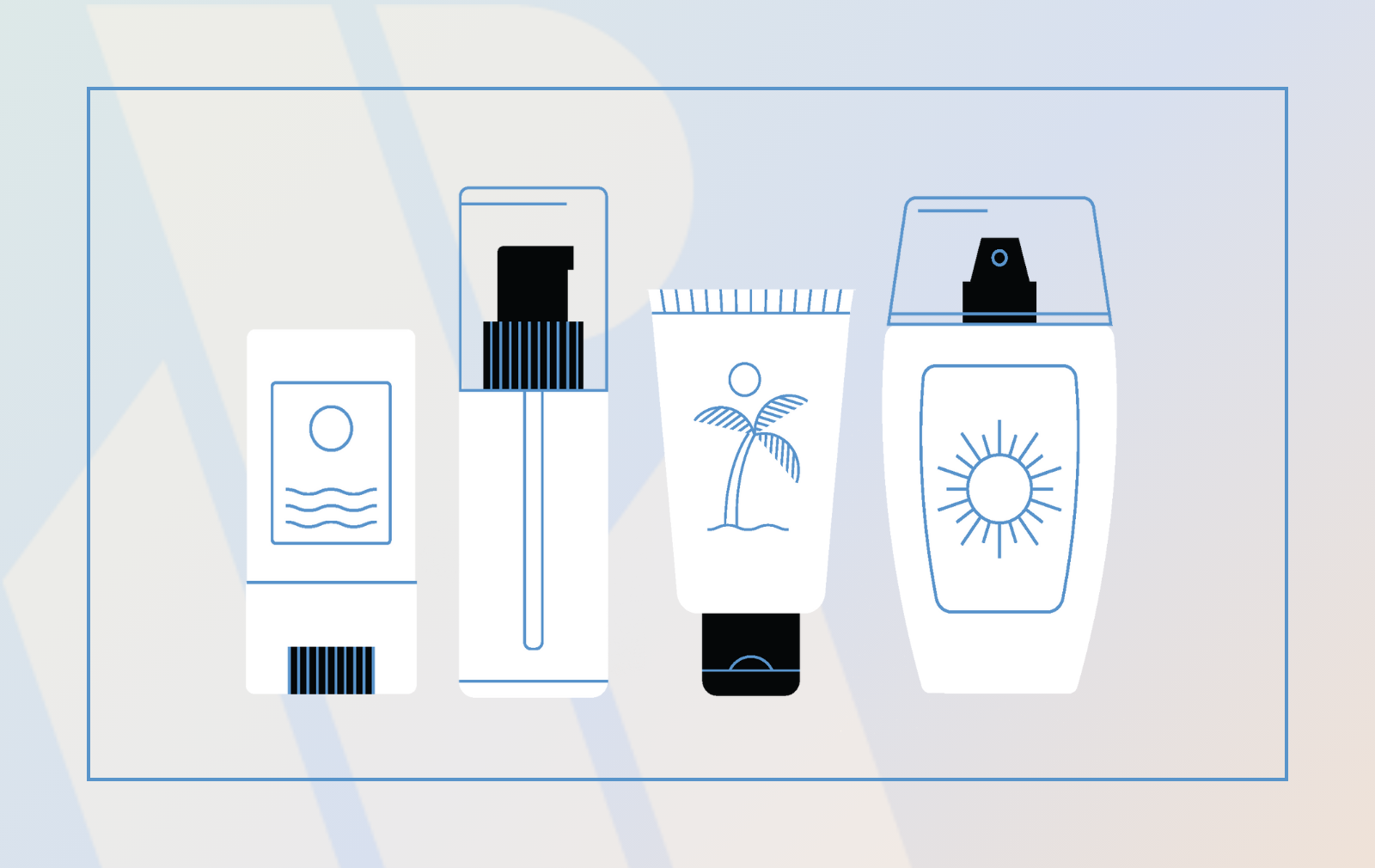 Illustration of sunscreen products